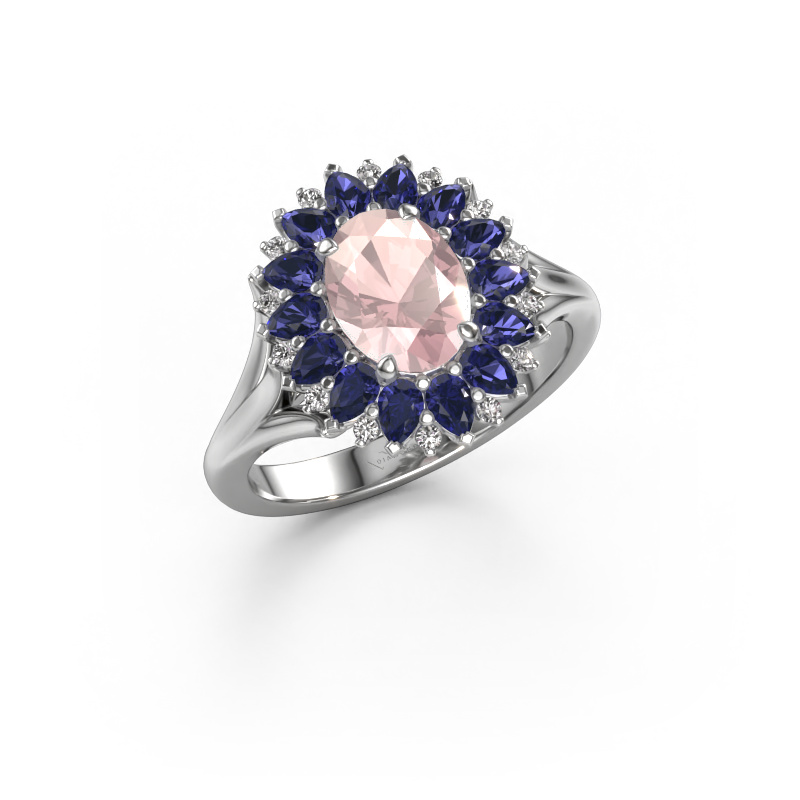 Image de Bague de fiançailles Lidia 585 or blanc Champagne morganite 8x6 mm