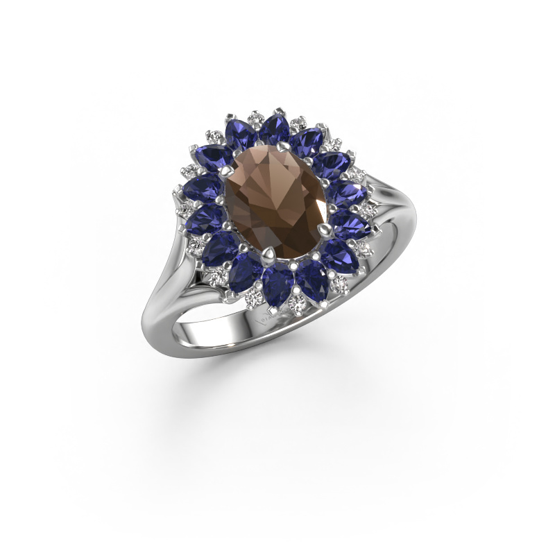 Bild von Verlobungsring Lidia 950 Platin Rauchquarz 8x6 mm