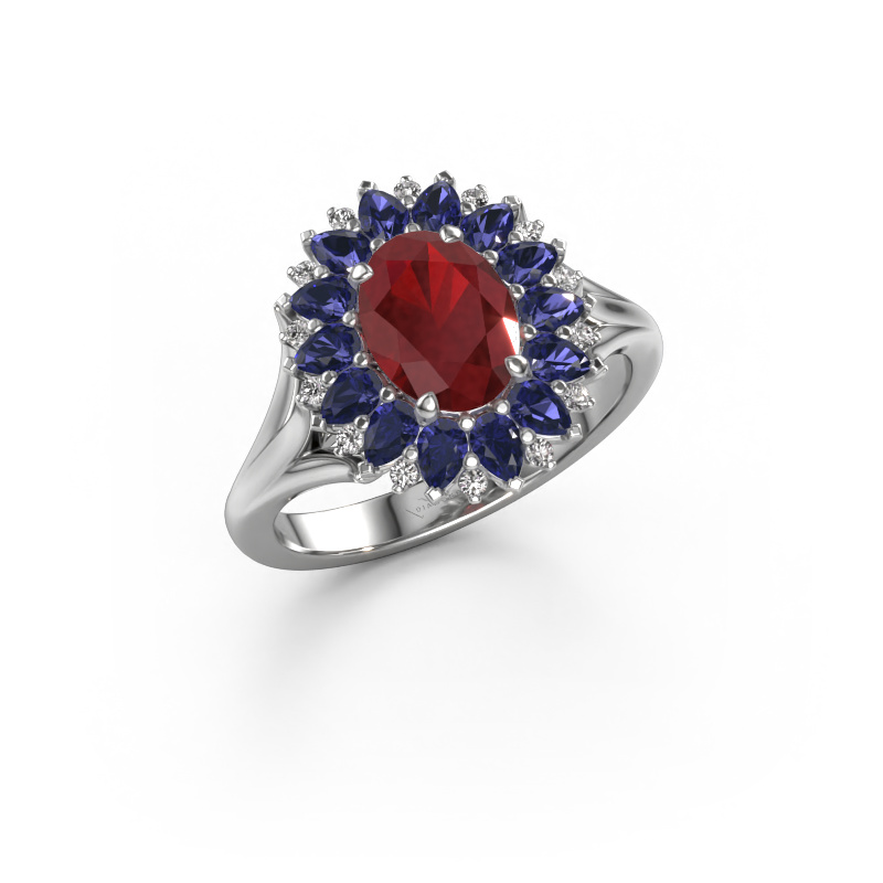 Image of Engagement ring Lidia 950 platinum Ruby 8x6 mm