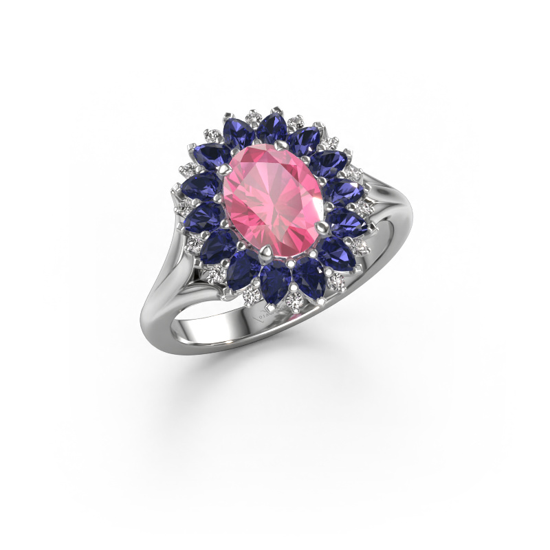 Image of Engagement ring Lidia 585 white gold Pink sapphire 8x6 mm