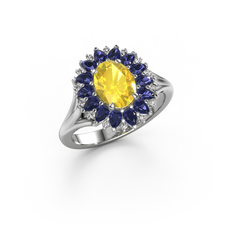 Image of Engagement ring Lidia 950 platinum Yellow sapphire 8x6 mm