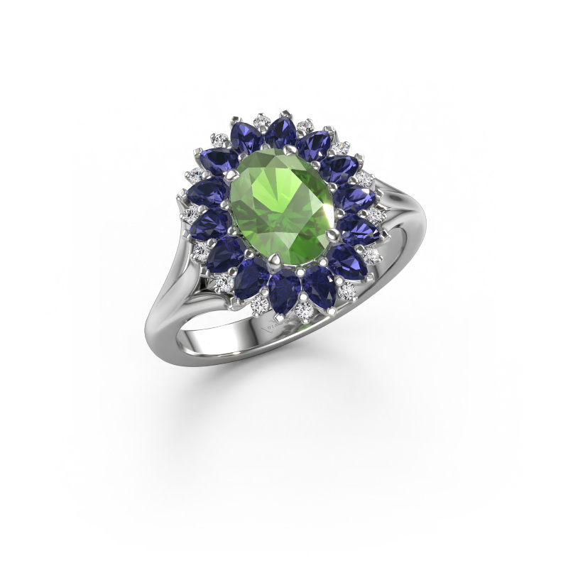Image de Bague de fiançailles Lidia 950 platine Vert tourmaline 8x6 mm