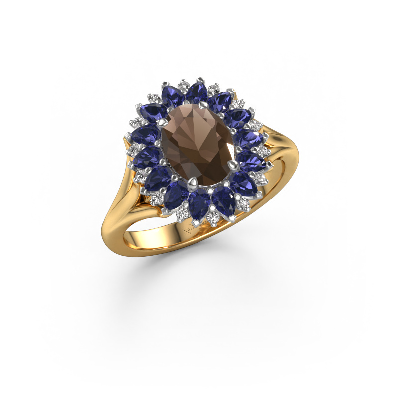 Image of Engagement ring Lidia 585 gold Smokey quartz 8x6 mm