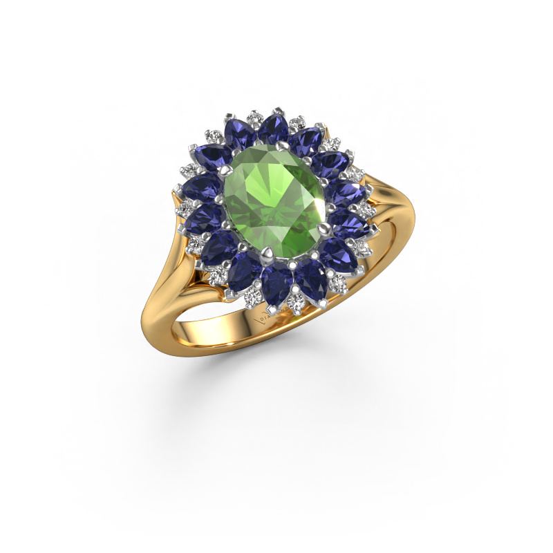 Image of Engagement ring Lidia 585 gold Tourmaline green 8x6 mm