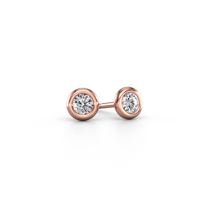 Image of Stud earrings Lieke RND 585 rose gold Diamond 0.40 crt