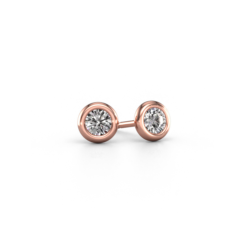 Image of Stud earrings Lieke RND 585 rose gold Custom diamond 4 mm