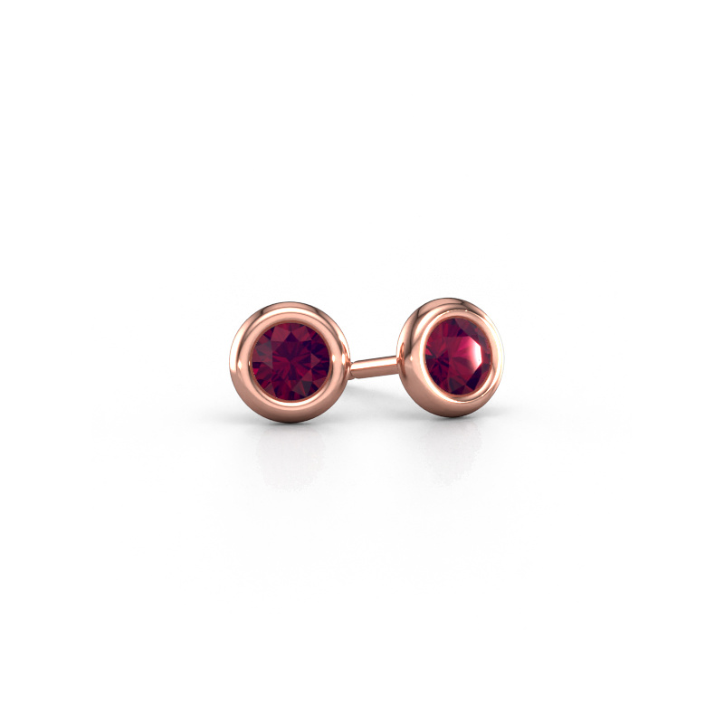 Image de Clous d'oreilles Lieke RND 585 or rose Rhodolite 4 mm