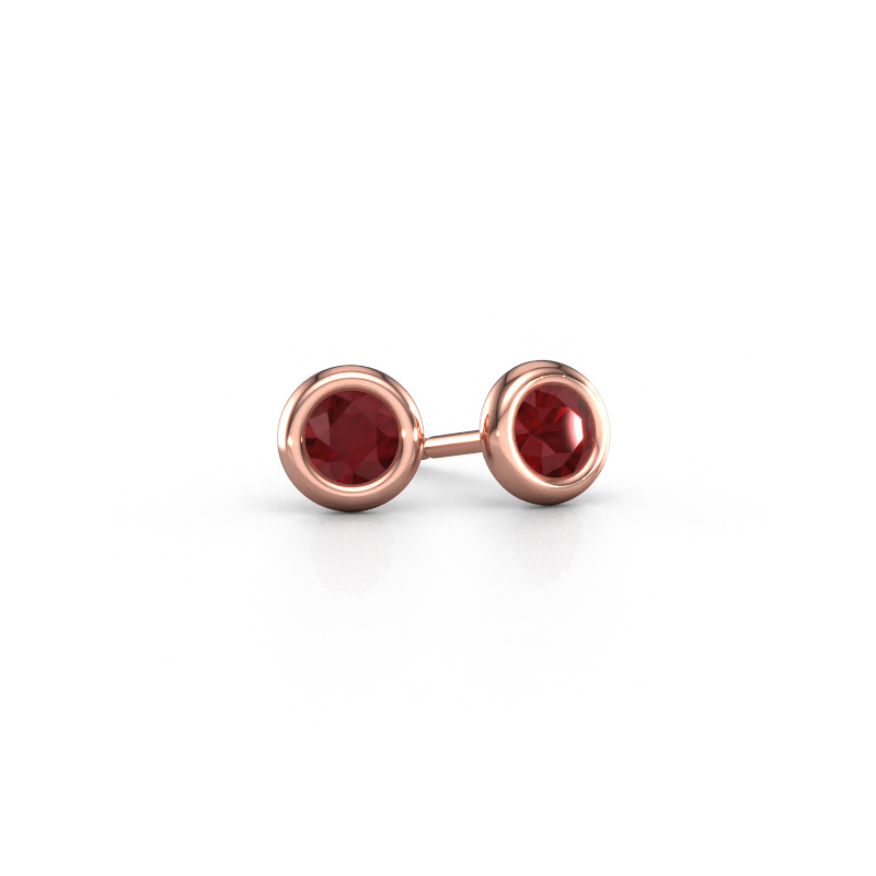 Image of Stud earrings Lieke RND 585 rose gold Ruby 4 mm
