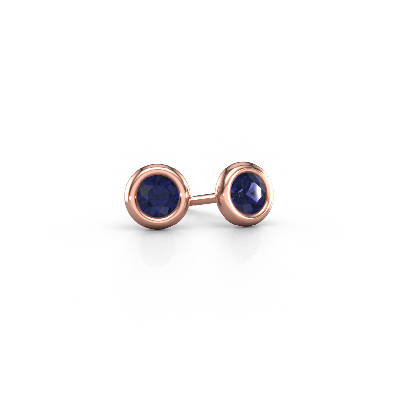 Image of Stud earrings Lieke RND 585 rose gold Sapphire 4 mm