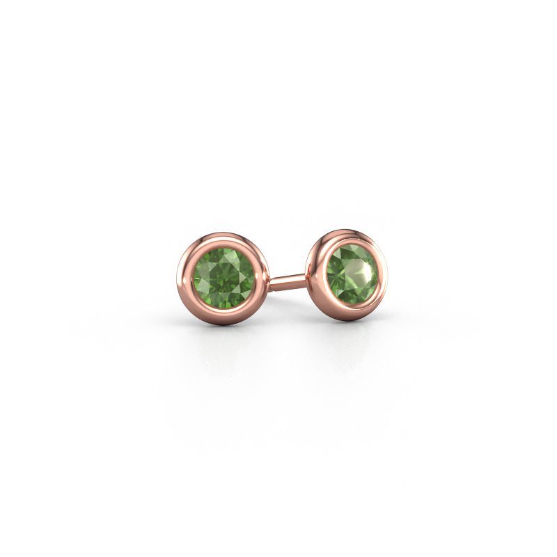 Bild von Ohrsteckers Lieke RND 585 Roségold Turmalin grün 4 mm