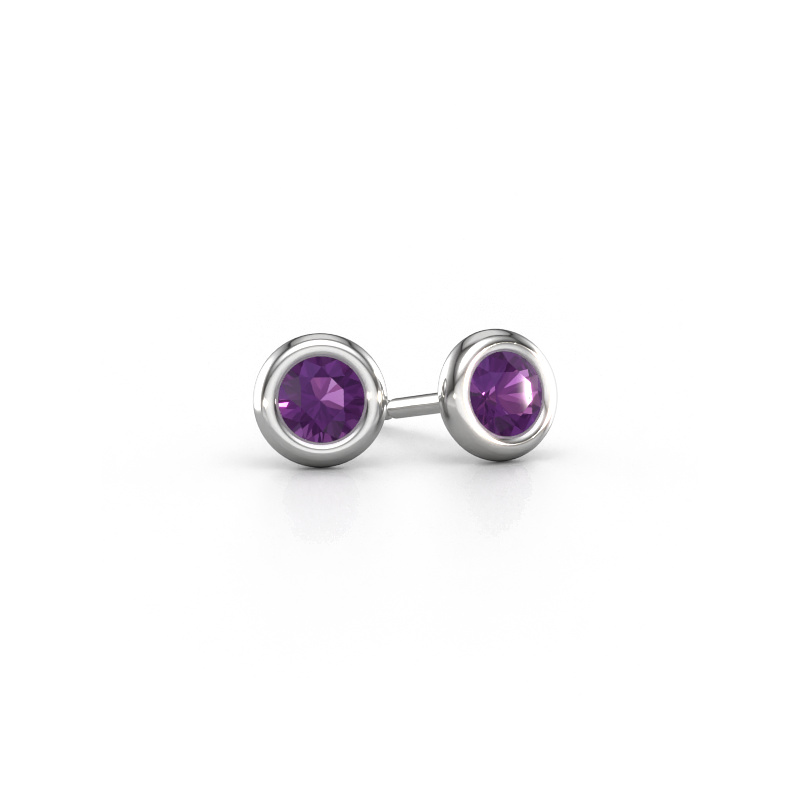 Image of Stud earrings Lieke RND 950 platinum Amethyst 4 mm