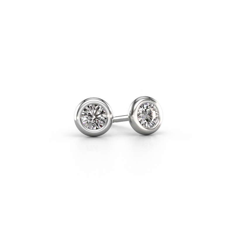 Image of Stud earrings Lieke RND 585 white gold Diamond 0.50 crt
