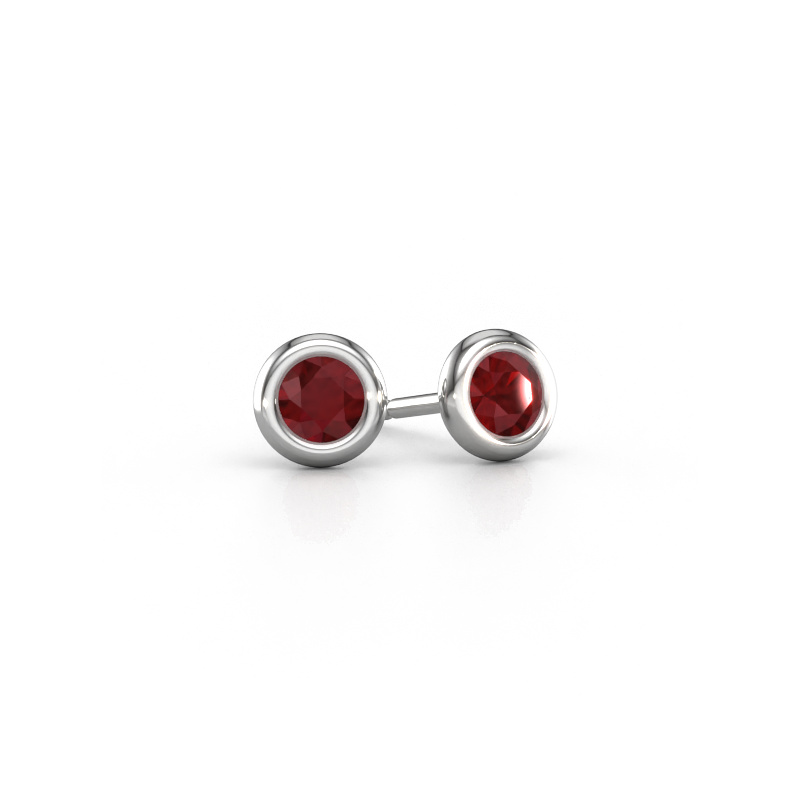 Image of Stud earrings Lieke RND 950 platinum Ruby 4 mm