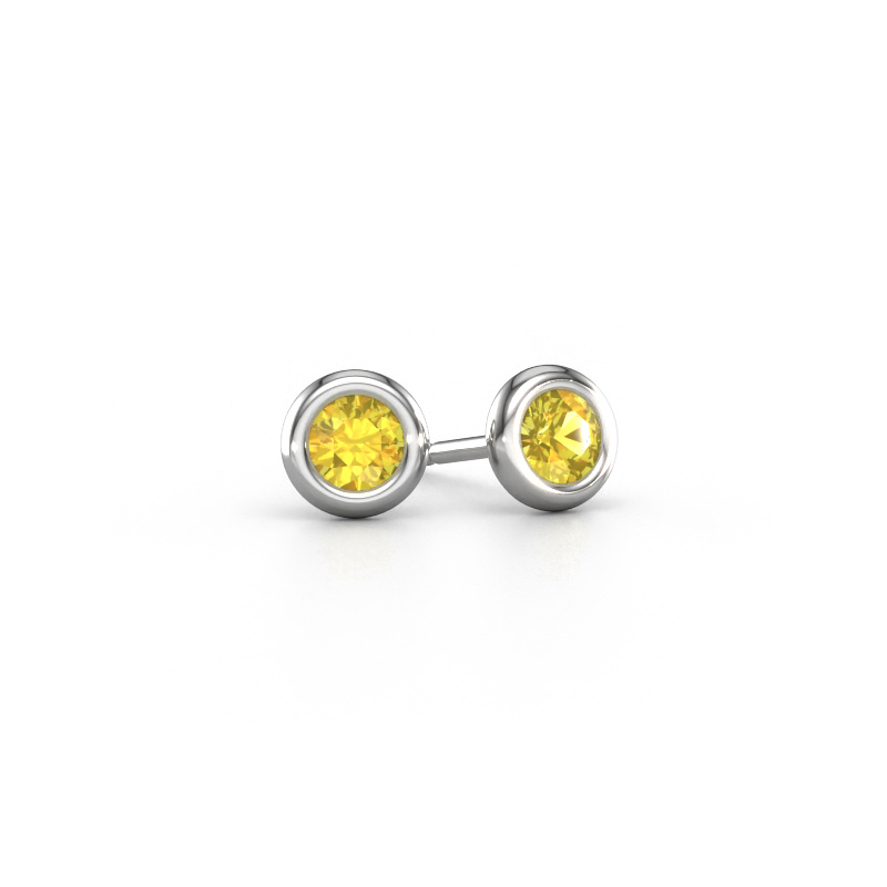 Image of Stud earrings Lieke RND 950 platinum Yellow sapphire 4 mm