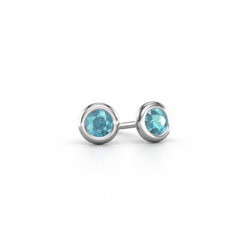 Image of Stud earrings Lieke RND 950 platinum Blue topaz 4 mm