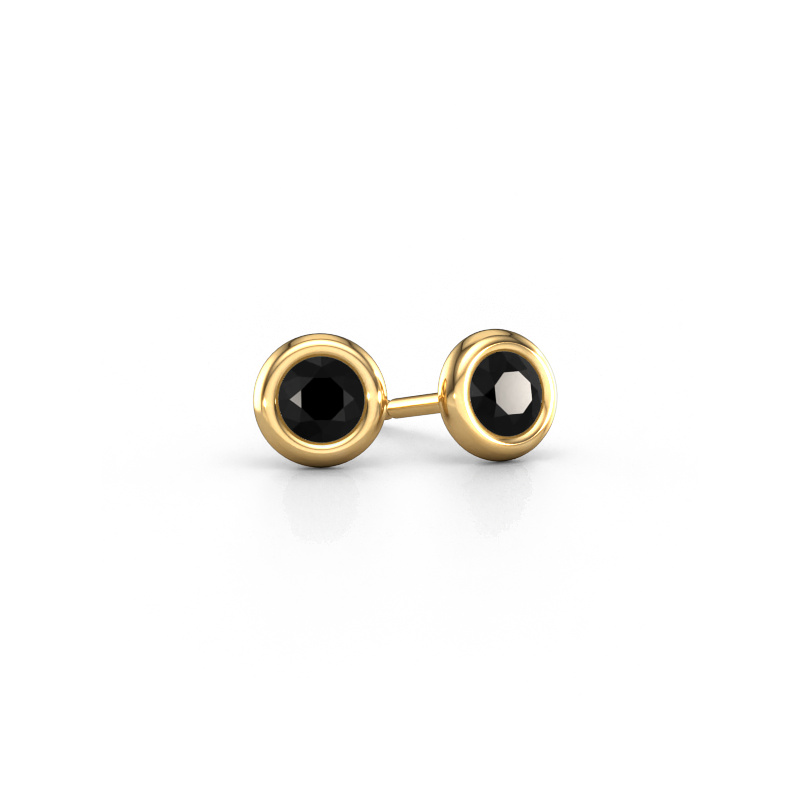 Image de Clous d'oreilles Lieke RND 585 or jaune Diamant noir 0.60 crt