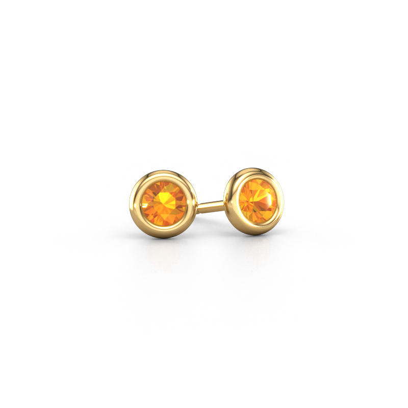Image of Stud earrings Lieke RND 585 gold Citrin 4 mm