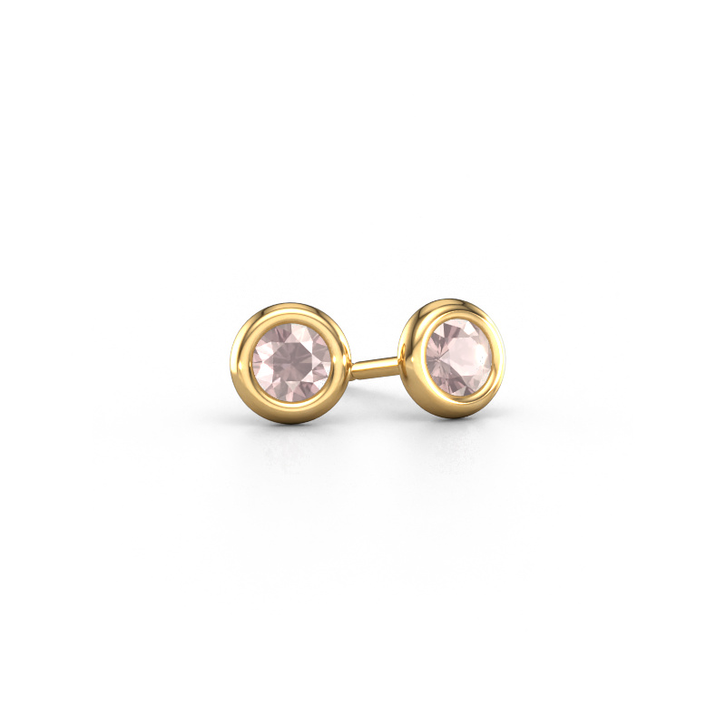 Image of Stud earrings Lieke RND 585 gold Morganite champagne 4 mm