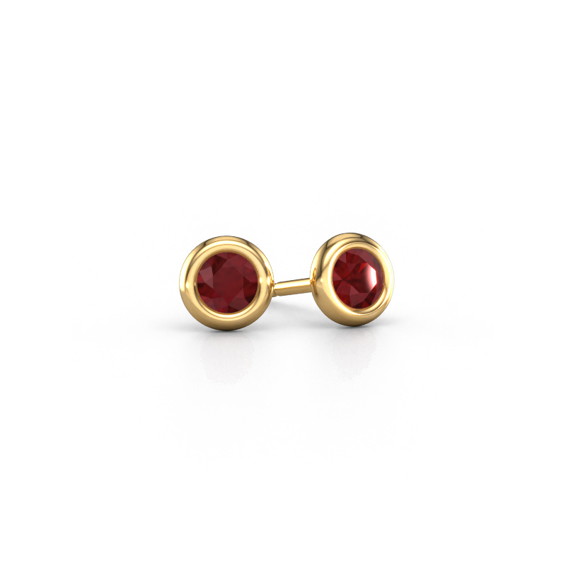 Image of Stud earrings Lieke RND 585 gold Ruby 4 mm