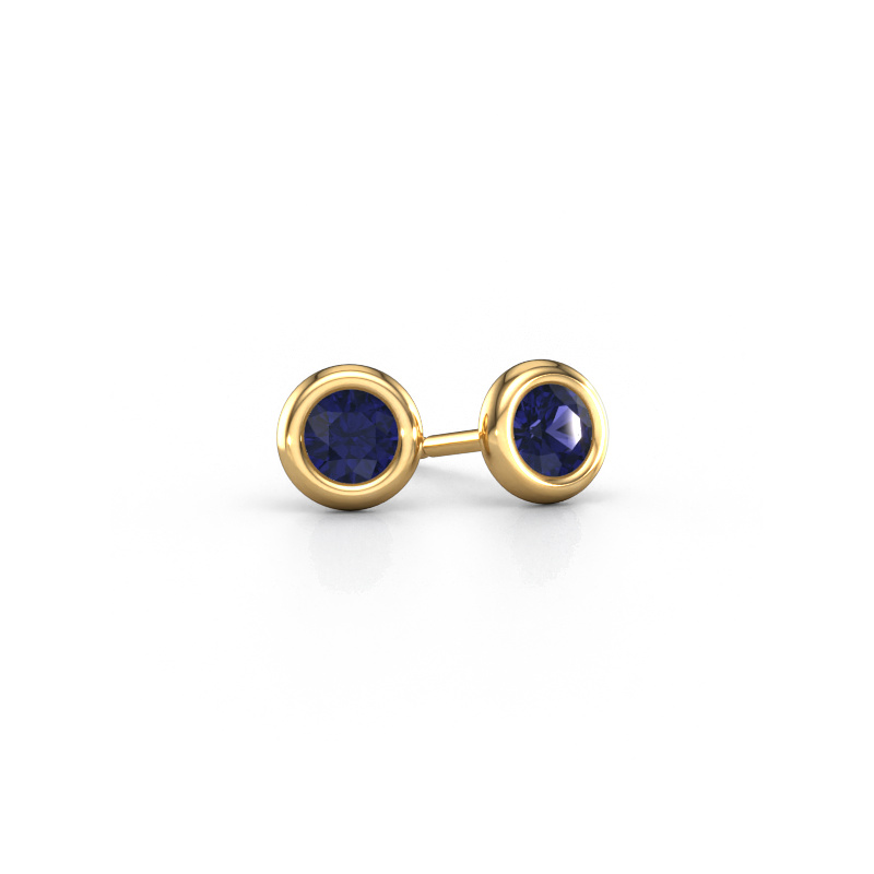 Image of Stud earrings Lieke RND 585 gold Sapphire 4 mm