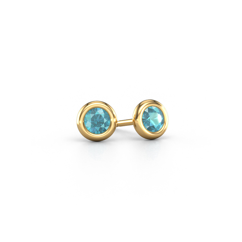 Bild von Ohrsteckers Lieke RND 585 Gold Blau Topas 4 mm