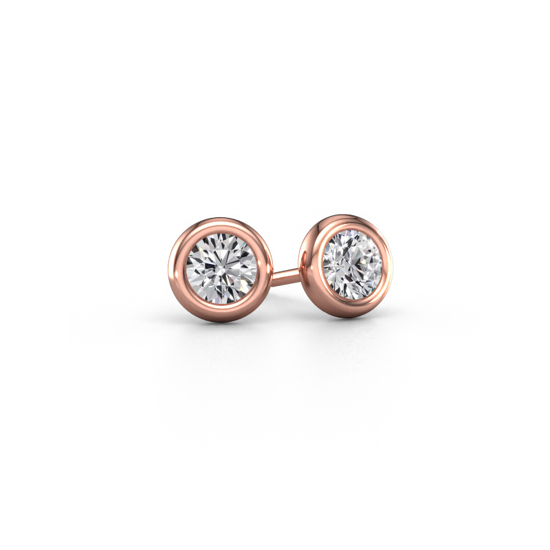 Image of Stud earrings Lieke RND 585 rose gold Diamond 0.80 crt