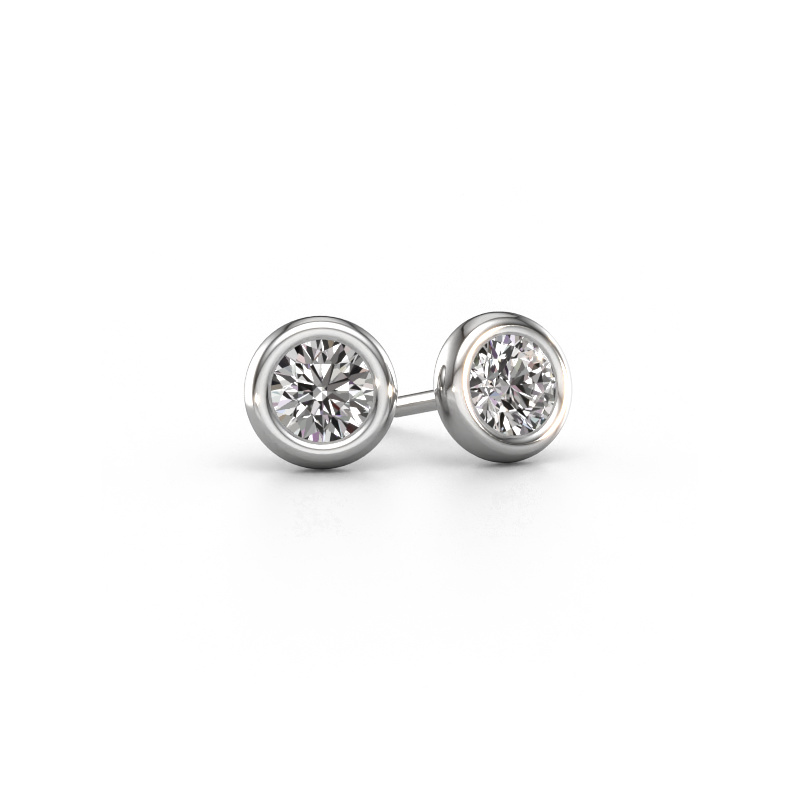 Image of Stud earrings Lieke RND 585 white gold Diamond 0.80 crt