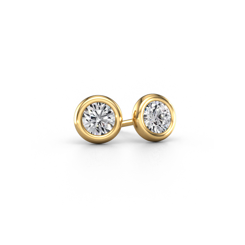 Image of Stud earrings Lieke RND 585 gold Diamond 1.00 crt