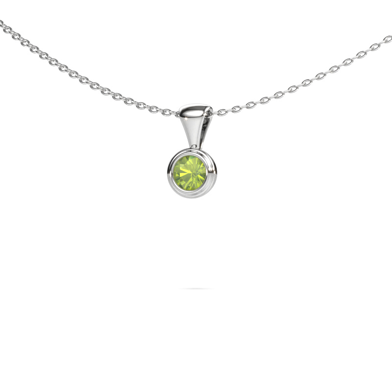 Image of Pendant Lieke 585 white gold Peridot 4 mm