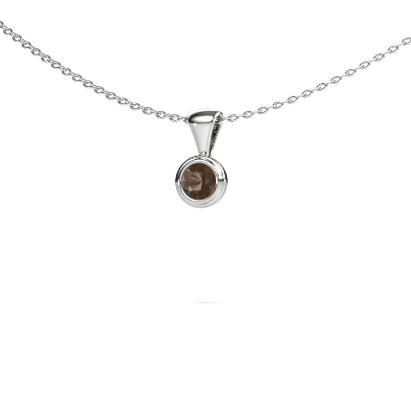 Image of Pendant Lieke 585 white gold Smokey quartz 4 mm