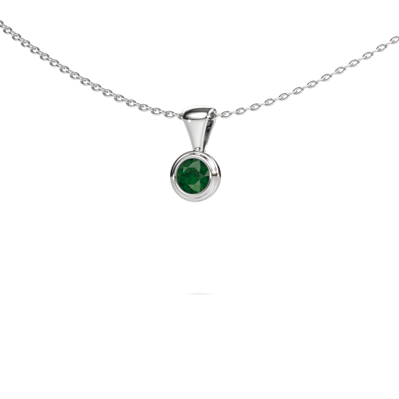 Image of Pendant Lieke 585 white gold Emerald 4 mm