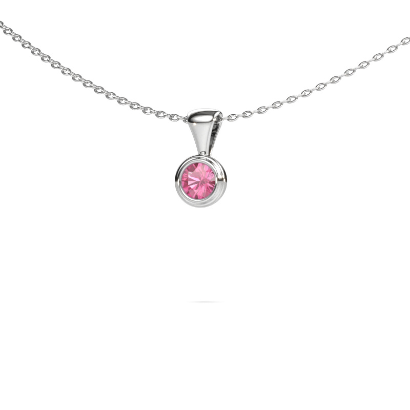 Image of Pendant Lieke 585 white gold Pink sapphire 4 mm