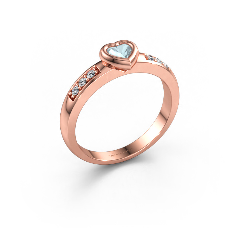 Immagine di Anello di fidanzamento Lieke Heart 585 oro rosa Acquamarina 4 mm