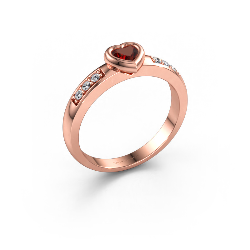 Immagine di Anello di fidanzamento Lieke Heart 585 oro rosa Granato 4 mm