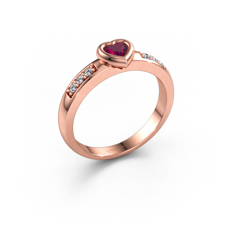 Immagine di Anello di fidanzamento Lieke Heart 585 oro rosa Rodolite 4 mm