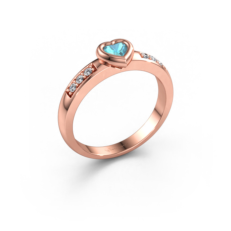 Immagine di Anello di fidanzamento Lieke Heart 585 oro rosa Topazio blu 4 mm