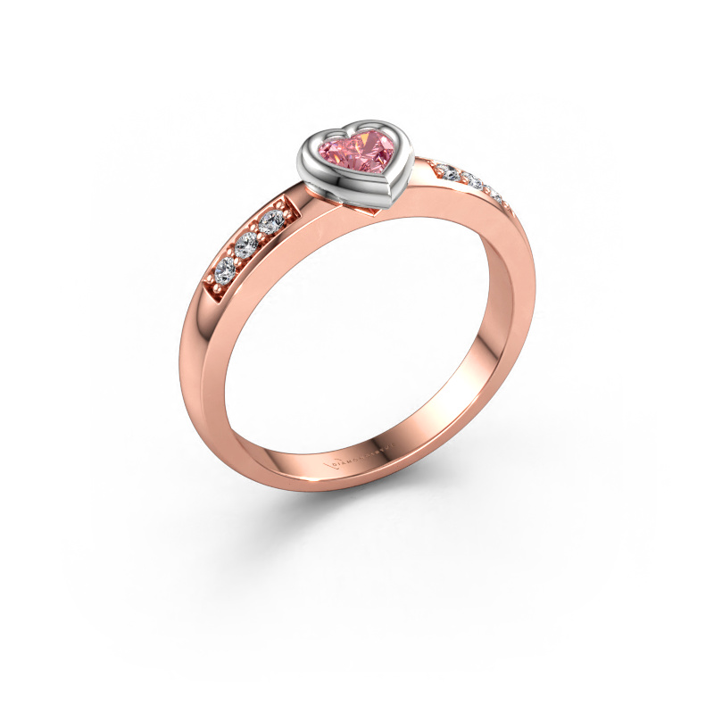 Image of Engagement ring Lieke Heart 585 rose gold Pink lab grown diamond 4 mm