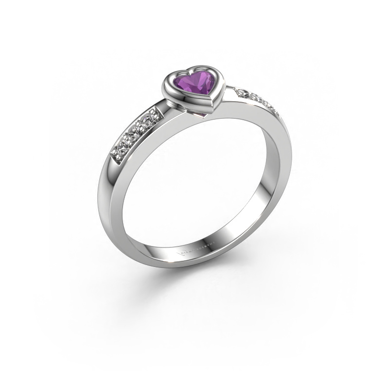 Bild von Verlobungsring Lieke Heart 585 Weißgold Amethyst 4 mm