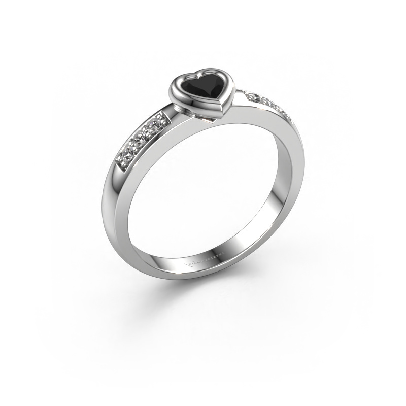 Image of Engagement ring Lieke Heart 585 white gold Black diamond 0.39 crt