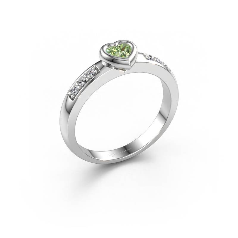 Immagine di Anello di fidanzamento Lieke Heart 585 oro bianco Diamante lab grown verde 4 mm