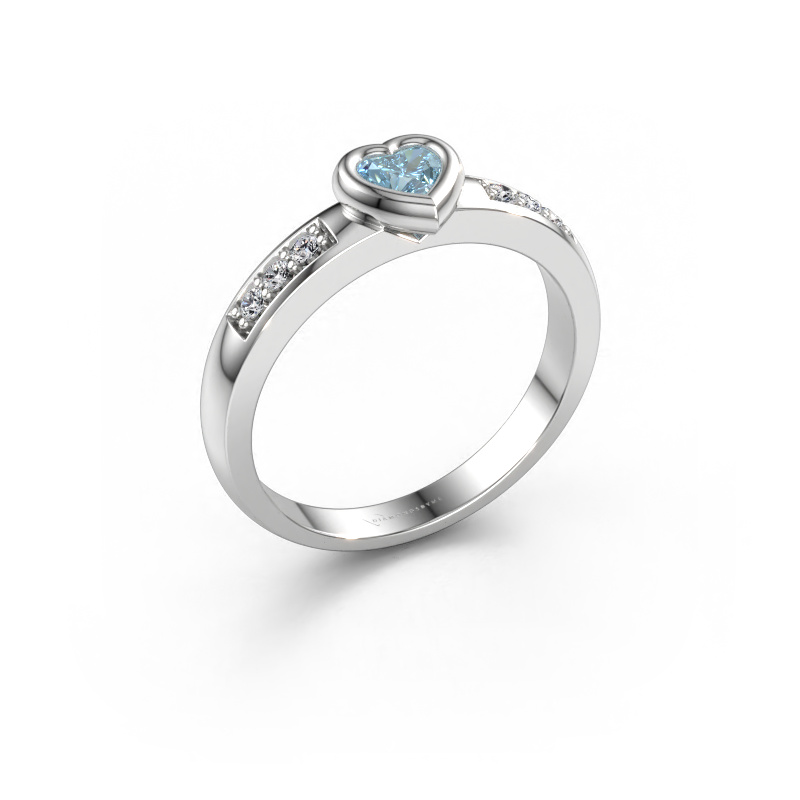 Bild av Förlovningsring Lieke Heart 585 vitt guld Blå labbodlad diamant 4 mm