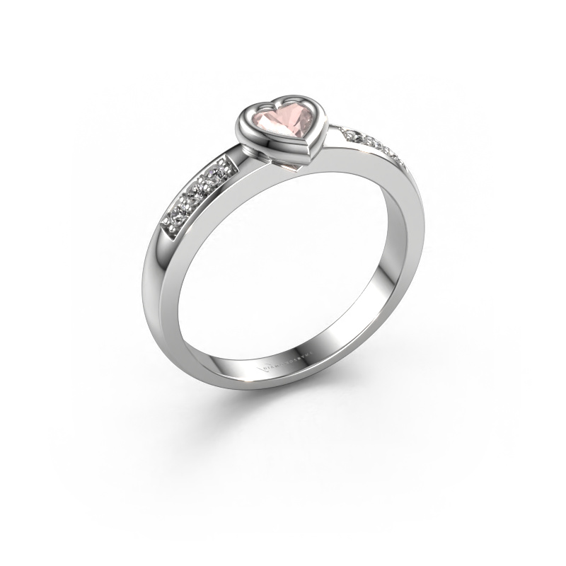 Image of Engagement ring Lieke Heart 585 white gold Morganite champagne 4 mm