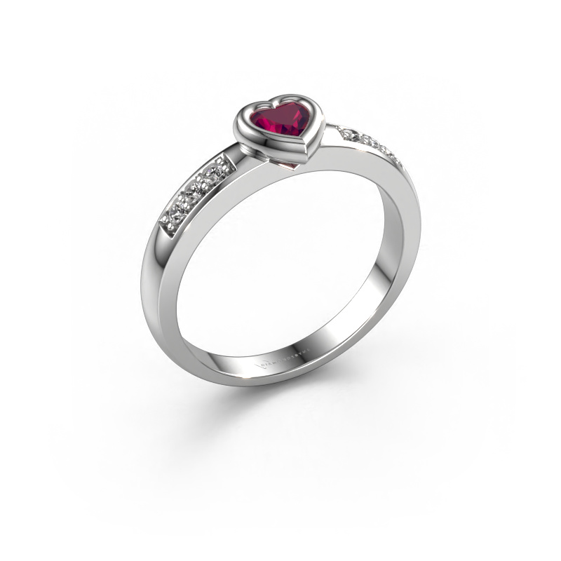 Bild von Verlobungsring Lieke Heart 585 Weißgold Rhodolit 4 mm