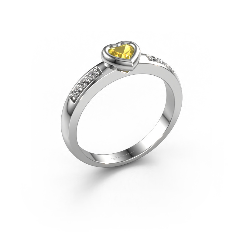 Image of Engagement ring Lieke Heart 585 white gold Yellow sapphire 4 mm
