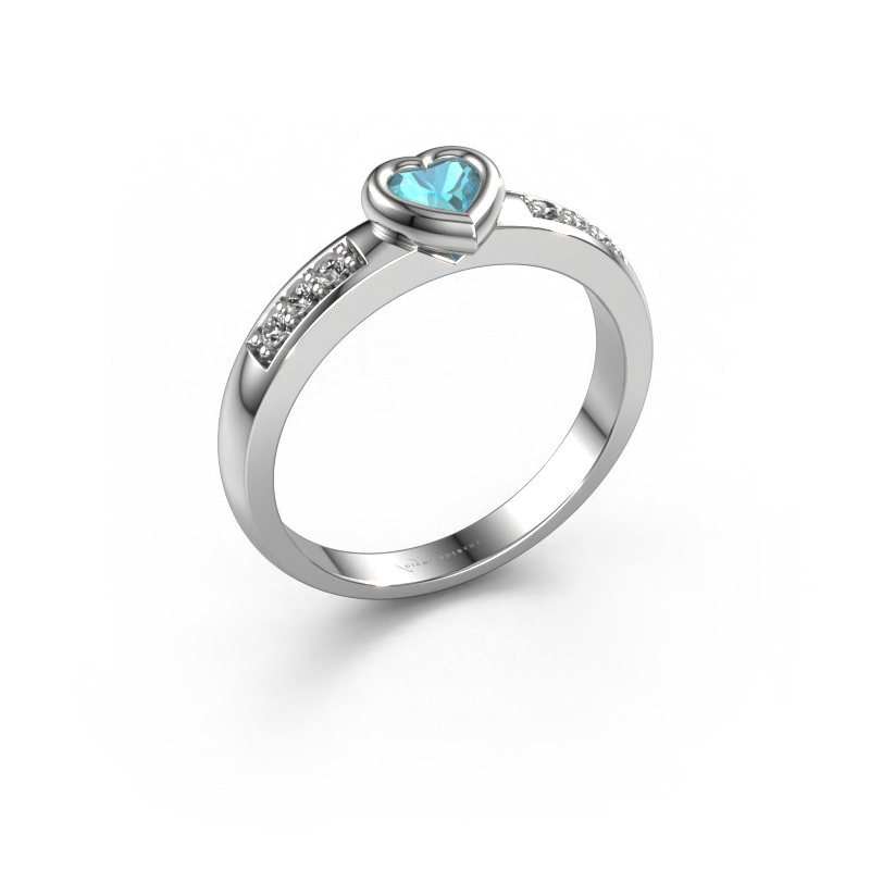 Image de Bague de fiançailles Lieke Heart 585 or blanc Topaze bleue 4 mm