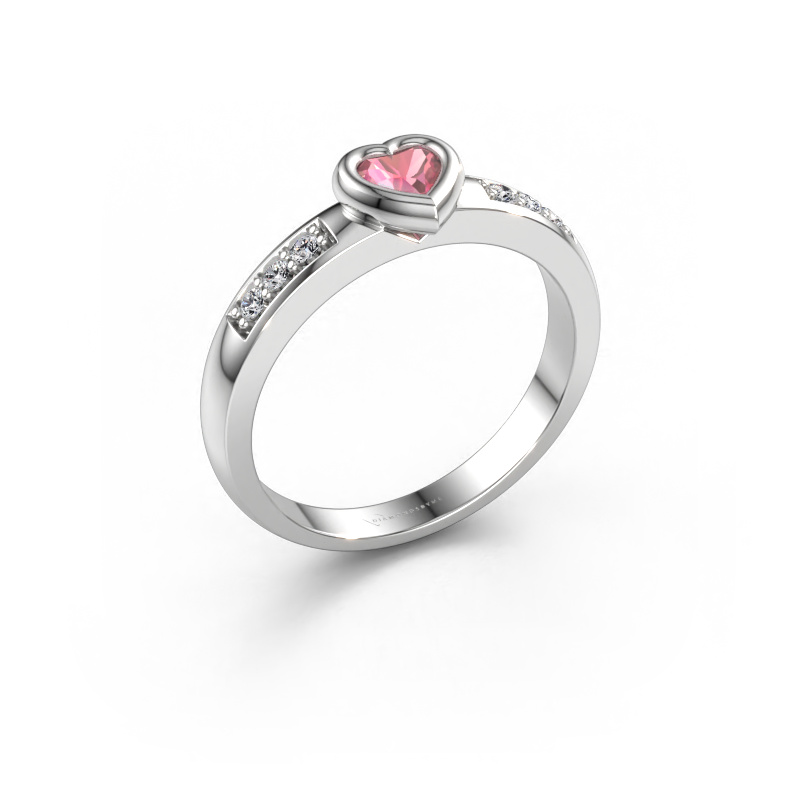 Bild av Förlovningsring Lieke Heart 585 vitt guld Rosa turmalin 4 mm
