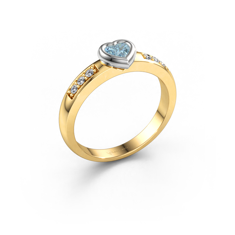 Image of Engagement ring Lieke Heart 585 gold Blue lab grown diamond 4 mm