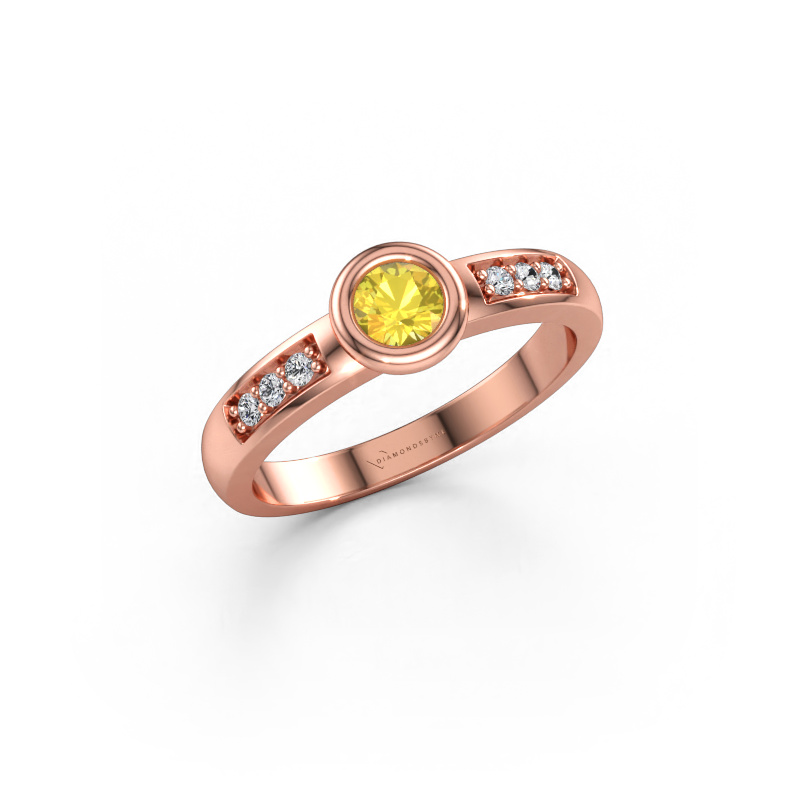 Bild av Förlovningsring Lieke 585 roséguld Gul safir 4 mm