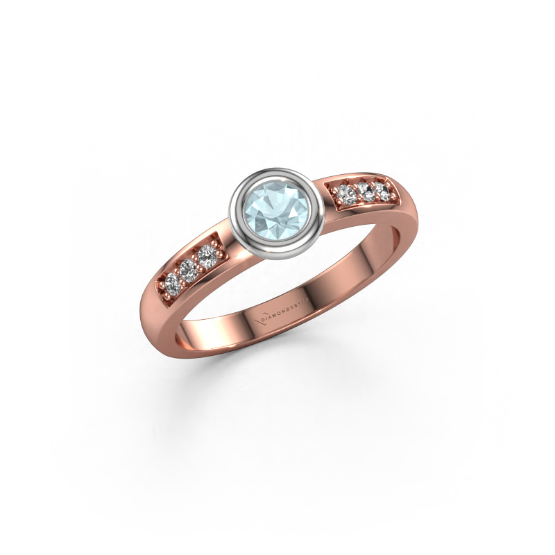 Image de Bague de fiançailles Lieke 585 or rose Aigue-marine 4 mm