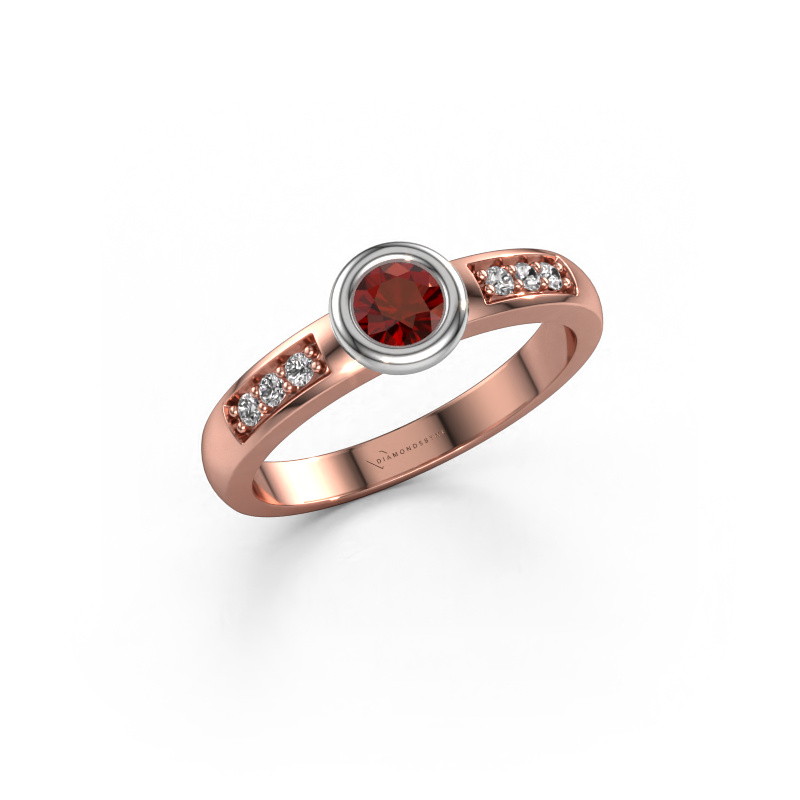 Image de Bague de fiançailles Lieke 585 or rose Grenat 4 mm